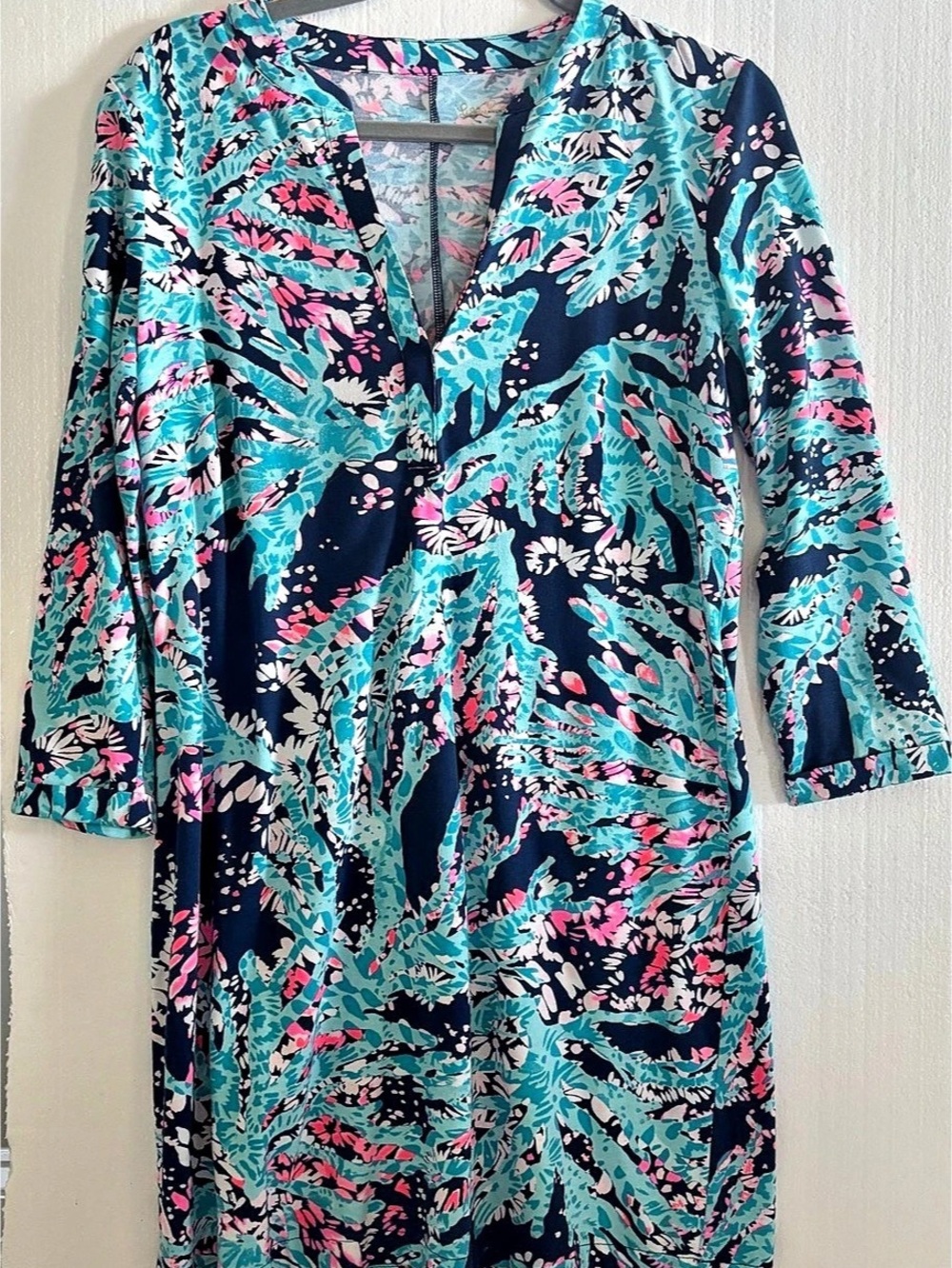 Lilly Pulitzer Delora dress in High Tide Navy Coral Club - size med